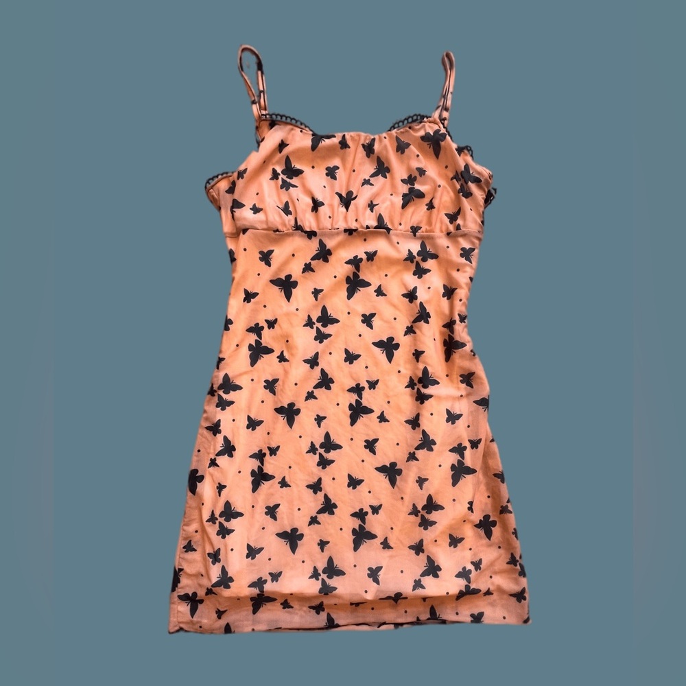 Orange butterfly mini dress